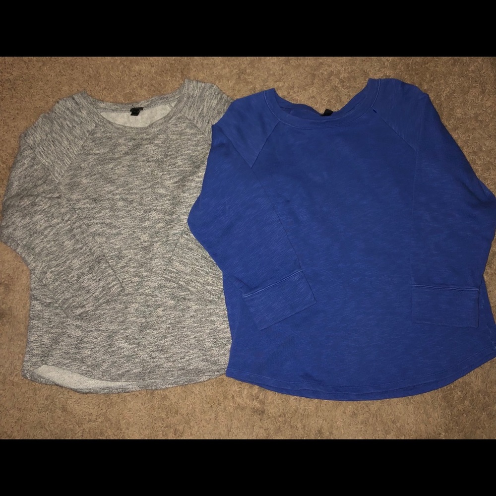 J CREW 3/4 sleeve sweatshirt sz M lot of 2